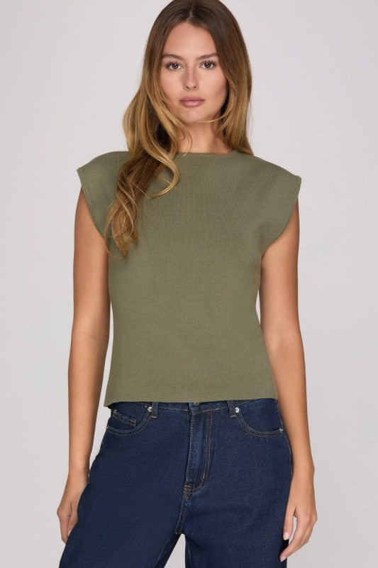 Blusa Tejida Verde Olivo