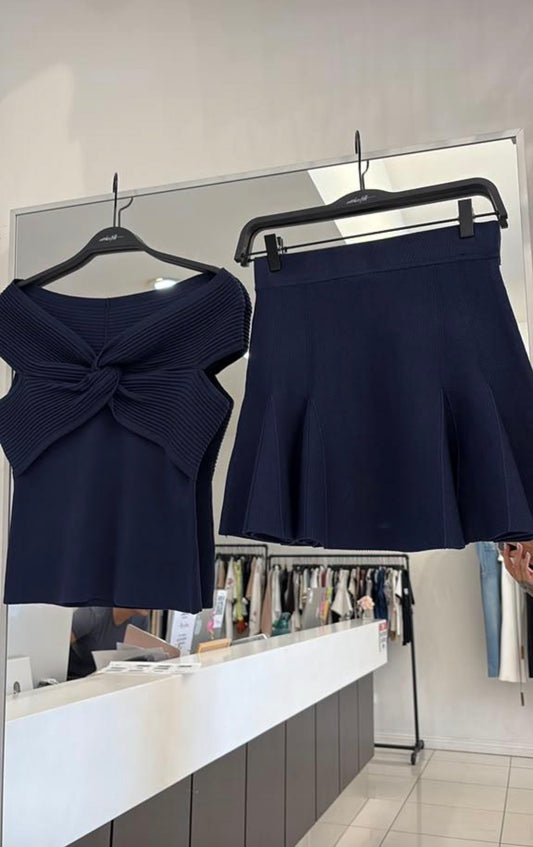 Conjunto Plisado Azul Marino