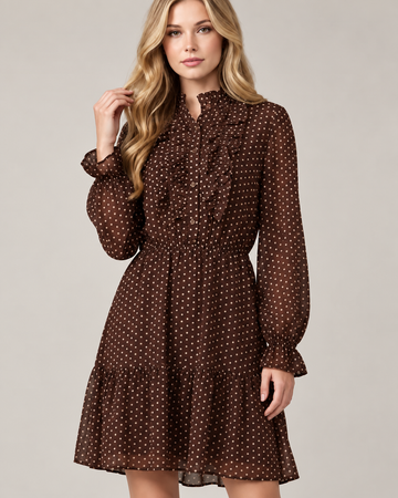 Vestido Corto Lunares Chocolate