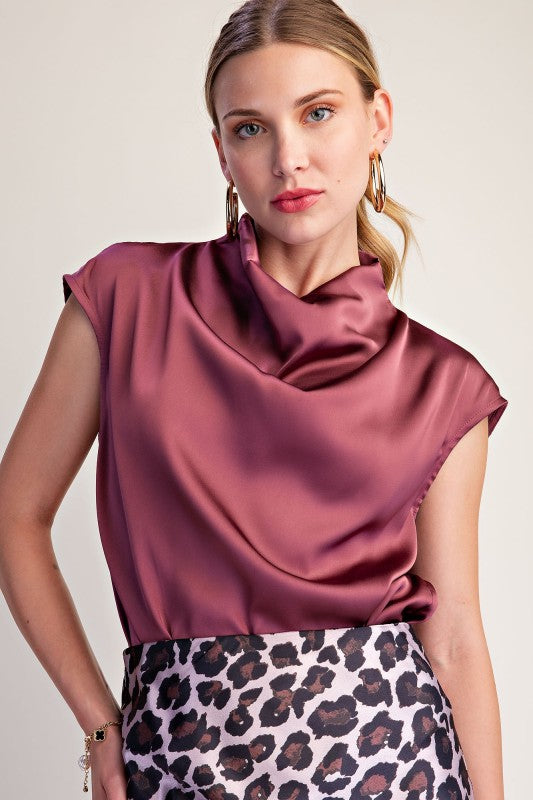 Blusa Satinada Elegante Vino