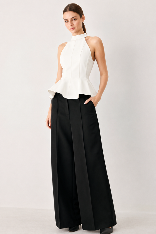 Blusa Halter Peplum Ivory