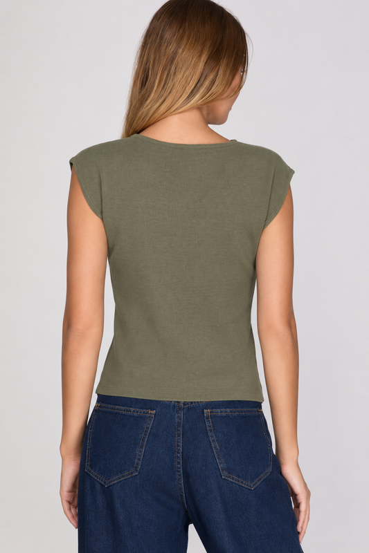 Blusa Tejida Verde Olivo