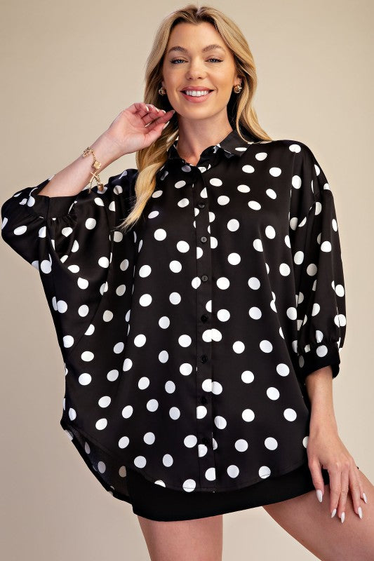 Blusa Negra Polka Dots