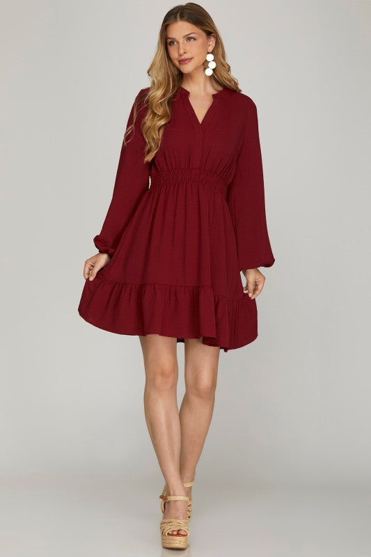 Vestido Corto Manga Larga Elastico