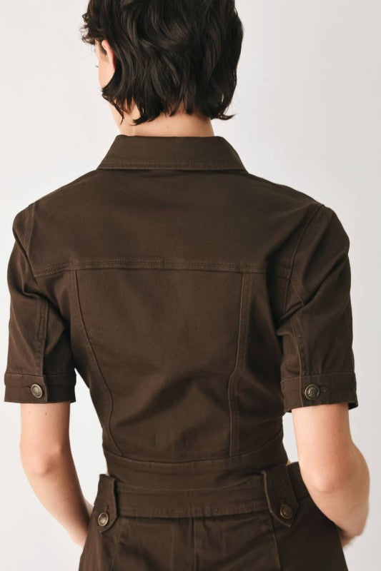 Chaqueta Crop Utility Chocolate