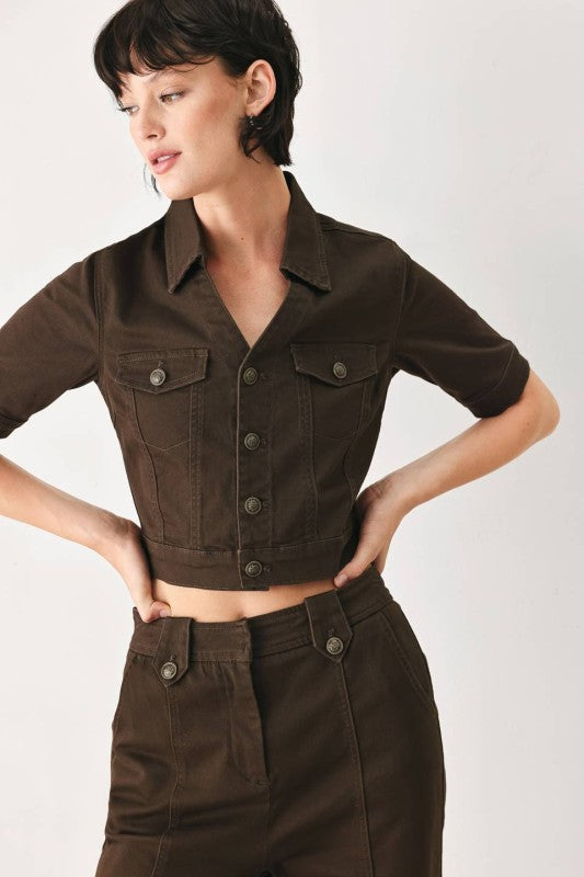 Chaqueta Crop Utility Chocolate