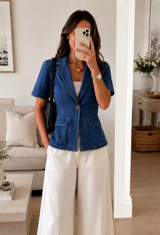 Saco Denim Manga Corta