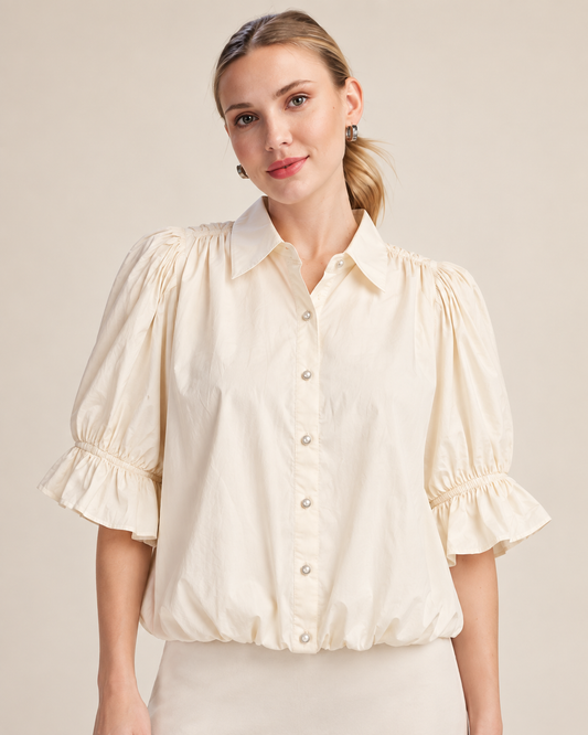 Blusa Marfil Romántica