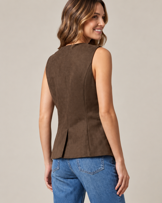 Blusa Chaleco Gamuza Chocolate