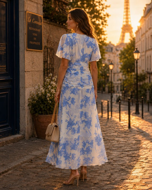 Vestido maxi estampado romantico