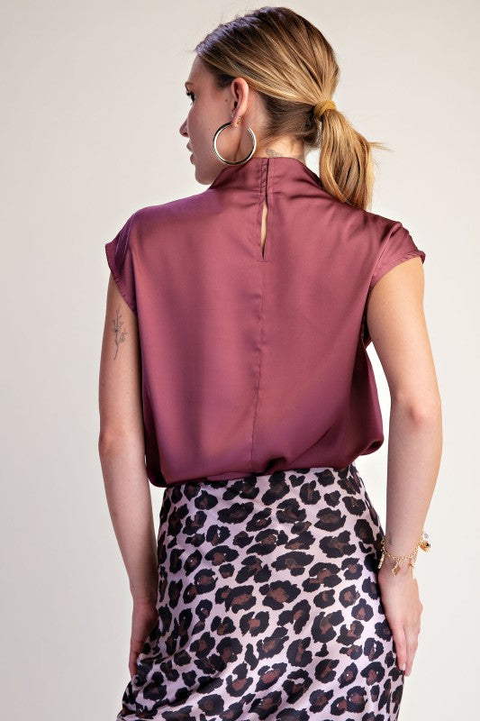 Blusa Satinada Elegante Vino