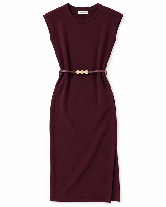 Vestido Midi Solido Vino