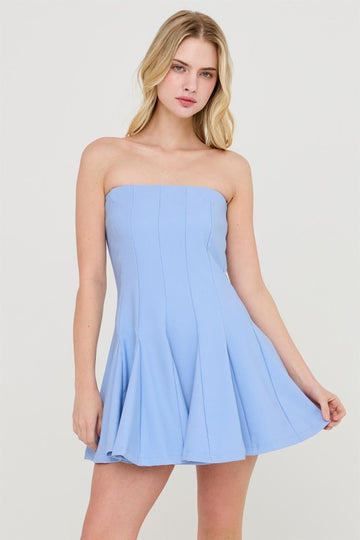 Vestido Skort Strapless Azul Cielo