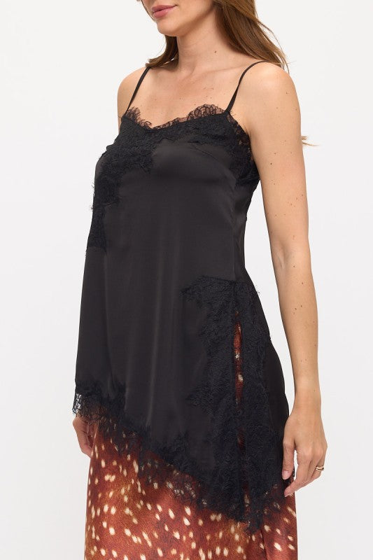 Blusa Negra Satin Lace Affair
