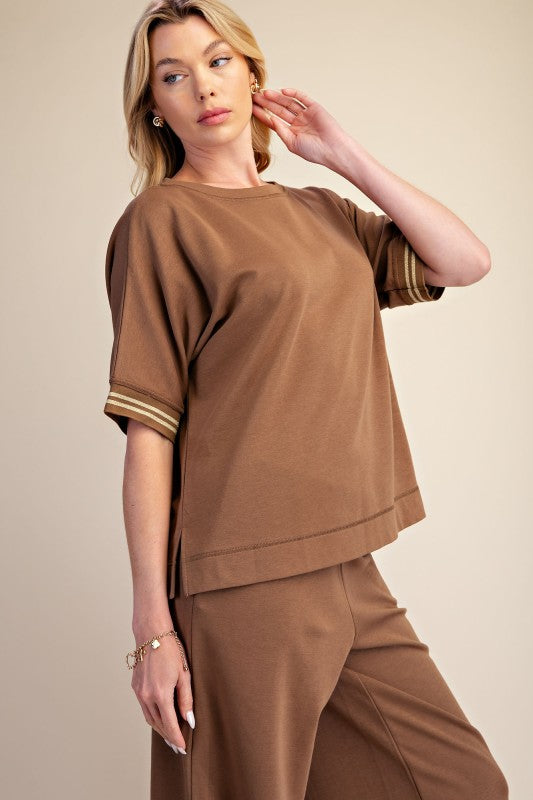 Blusa Mocha Golden Stripe