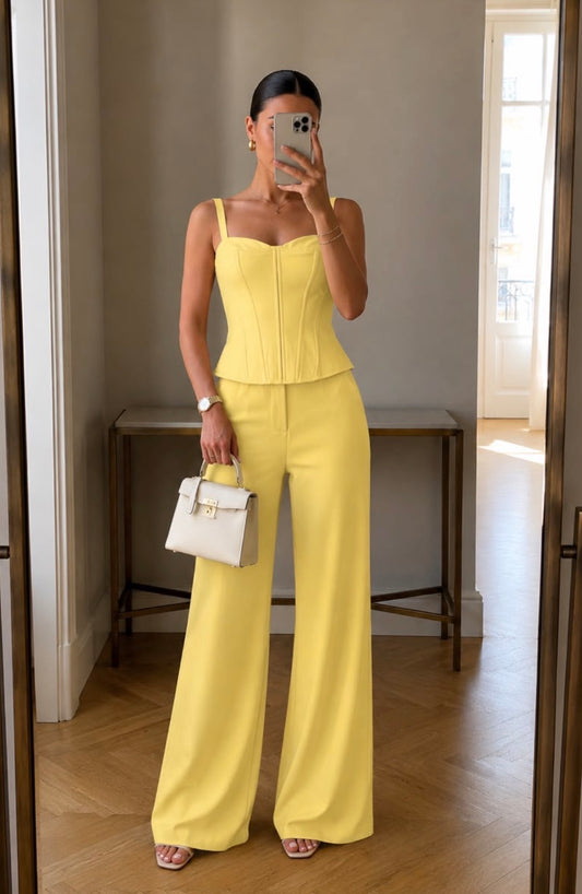 Set Soleil | Corset + Pantalón Palazzo Amarillo