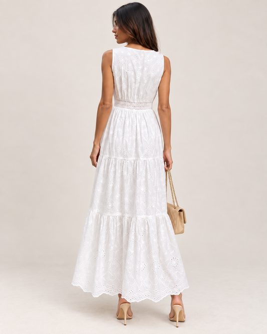 Vestido Maxi Bordado Alma Blanca